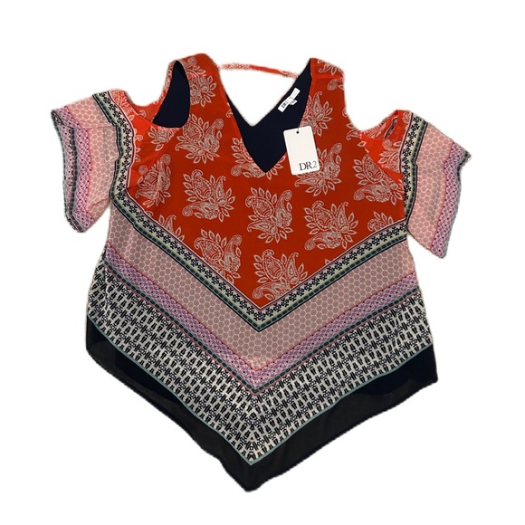 DR2 Tops - NWT DR2 Colorful Patterned Blouse Top Sz. XL New
